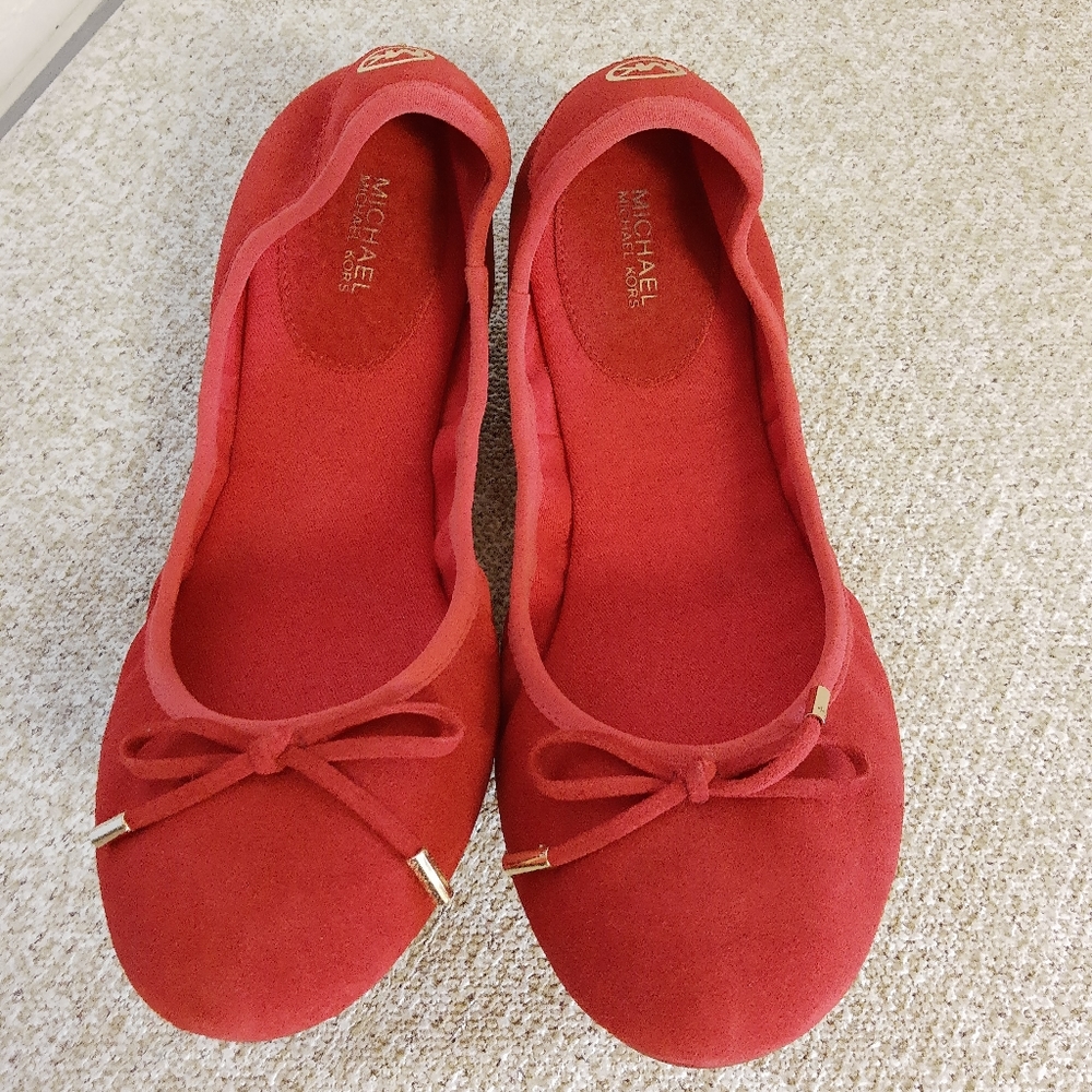 Michael Michael Kors Red Suede Ballet Shoes - Picture 2 of 7